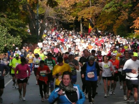 New York Marathon, Columbus Circle, New York City.